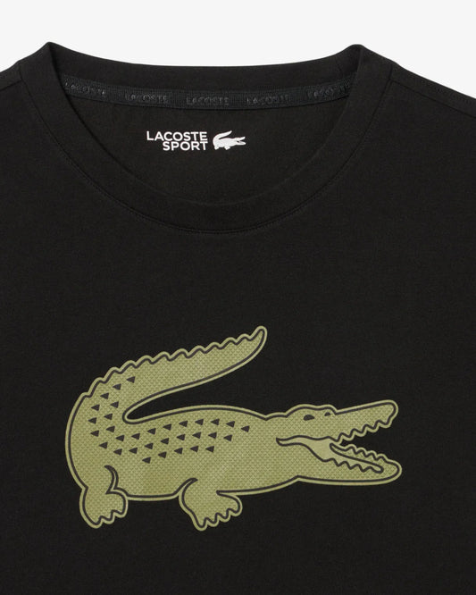 Camiseta Lacoste Lacoste de poliéster/algodón Big Croc - camiseta negra