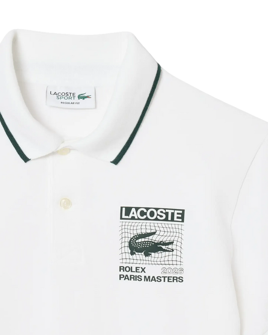 Polo Lacoste Regular Fit Rolex Paris Masters Edition - bianco