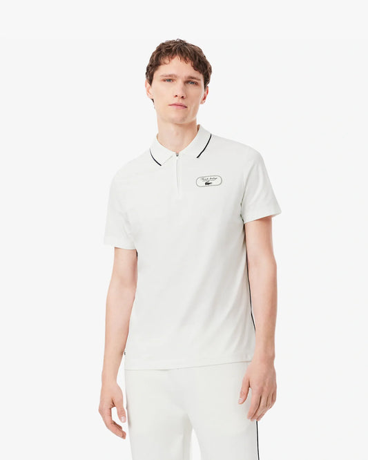 Polo Lacoste Heritage da tennis, vestibilità regular, con badge Ultra-Dry - bianca