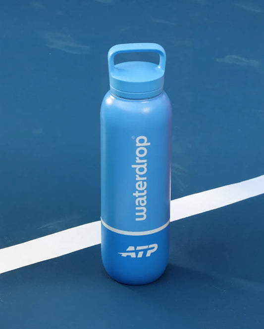 waterdrop Botella de agua termo multiusos oficial ATP Tour - 1L - Hardcourt Blue
