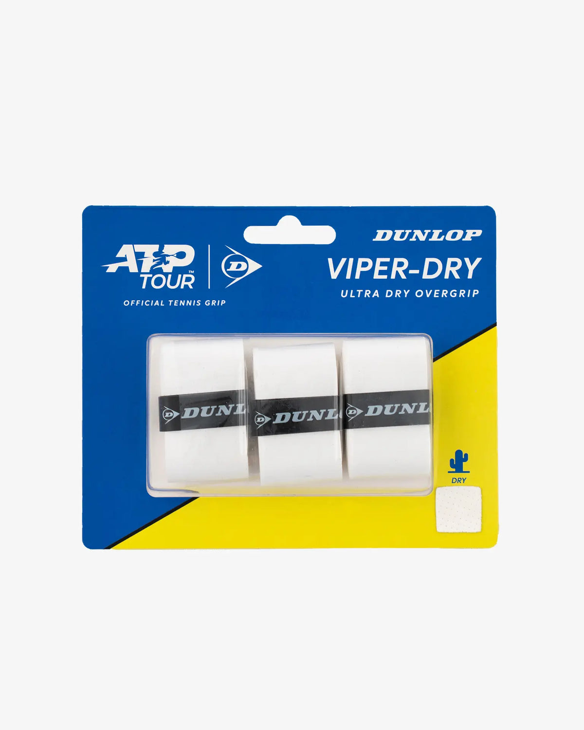 Dunlop Dunlop ATP Tour Viper-Dry Overgrip - 3 Pack -  White Tennis Grip Tape