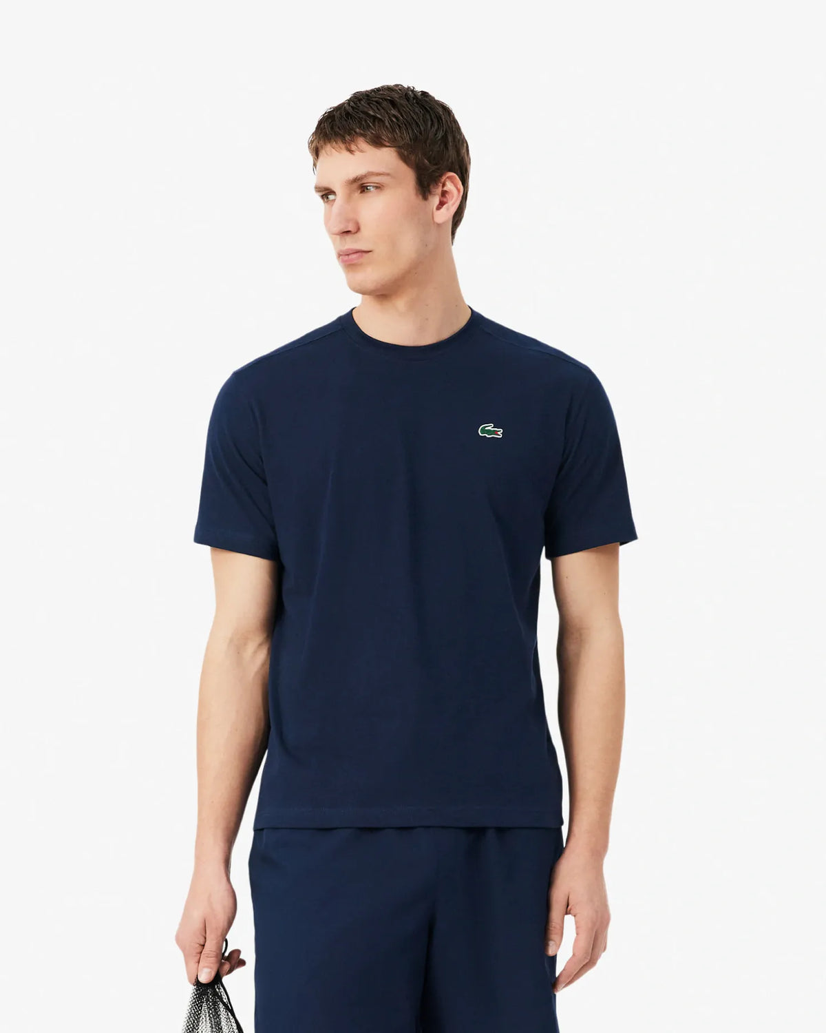 T-shirt Lacoste Carry Over in poliestere/cotone - blu navy