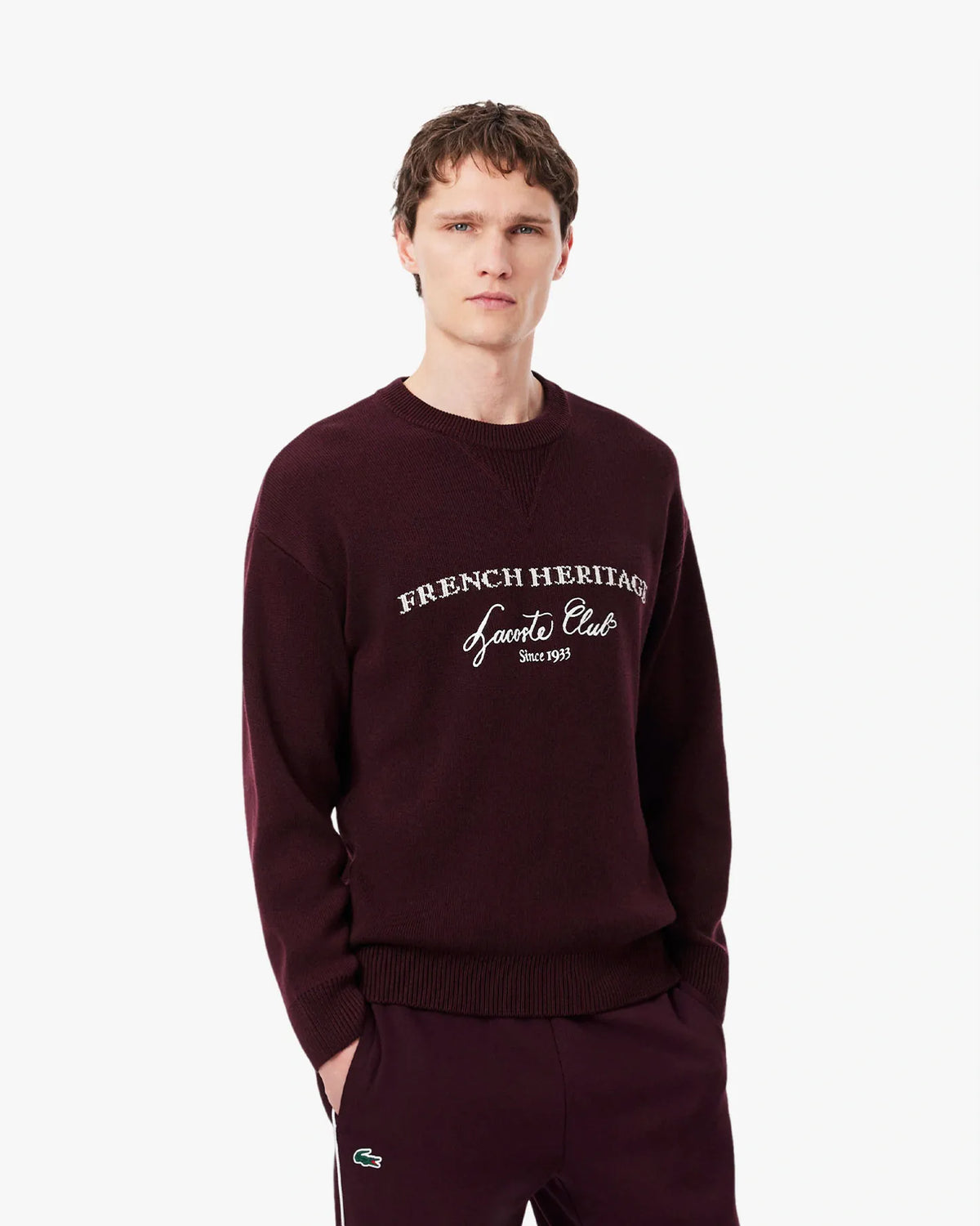 Lacoste Lacoste ヘリテージ ジャカードウール クルーネックセーター - オキザリス スウェットシャツ