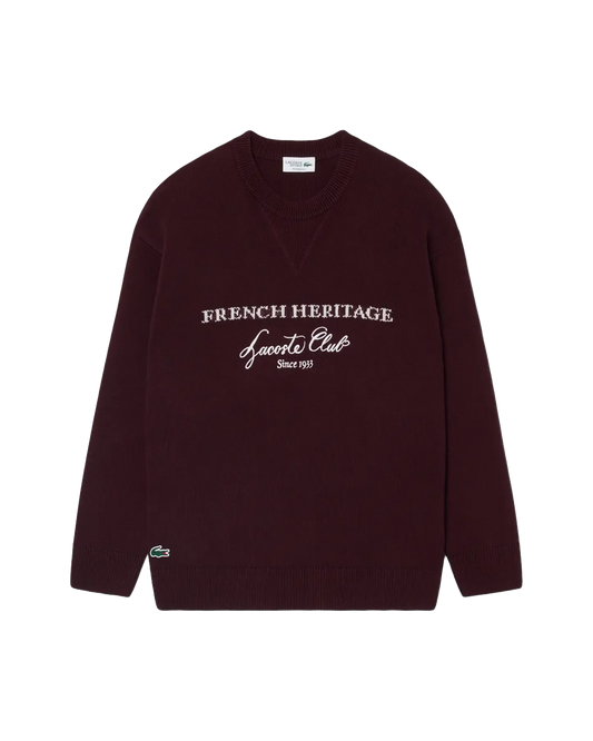 Lacoste Lacoste Heritage Jacquard Wool Crewneck Sweater - Oxalis Sweatshirt