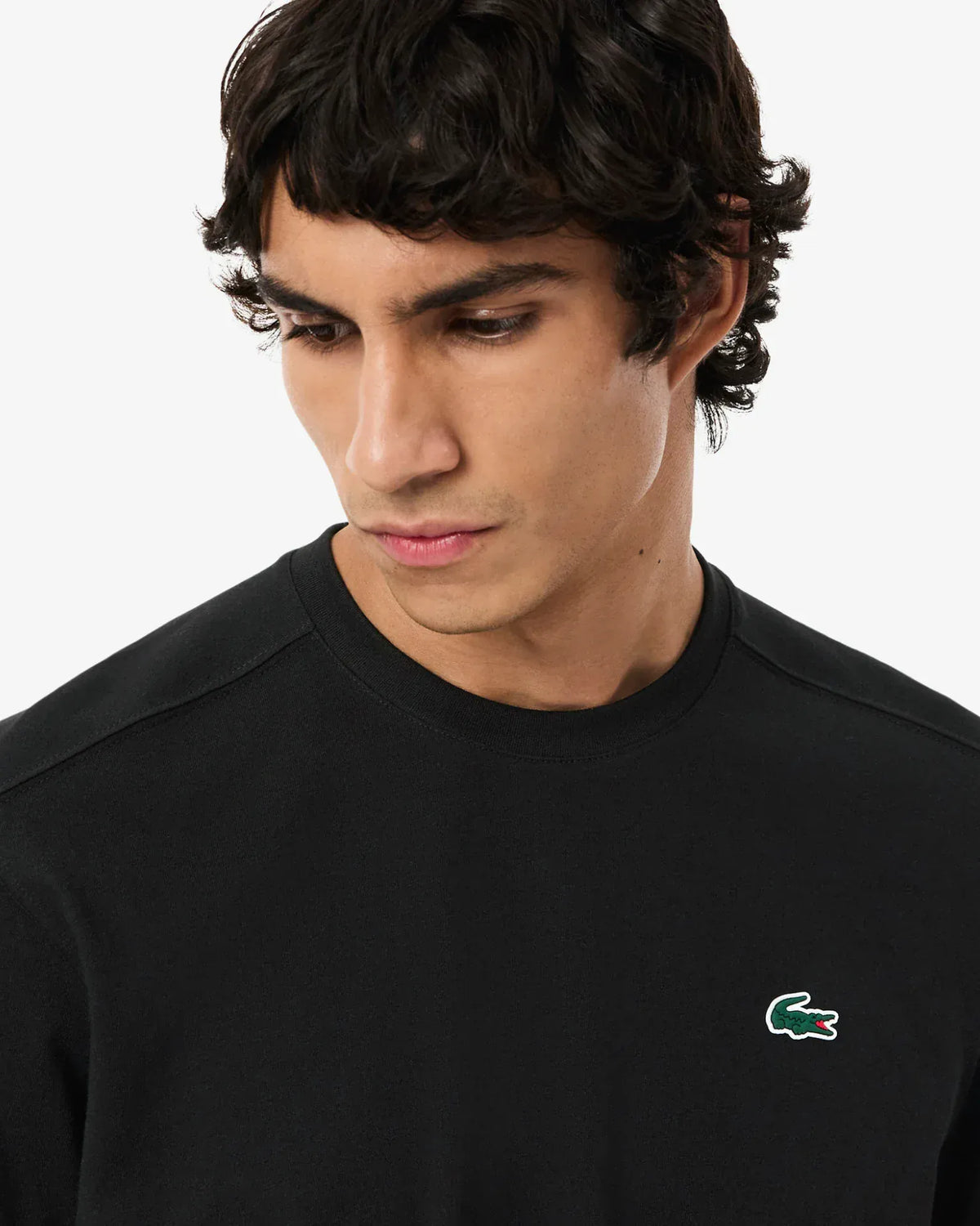 Camiseta clássica Lacoste de poliéster/algodão - preta