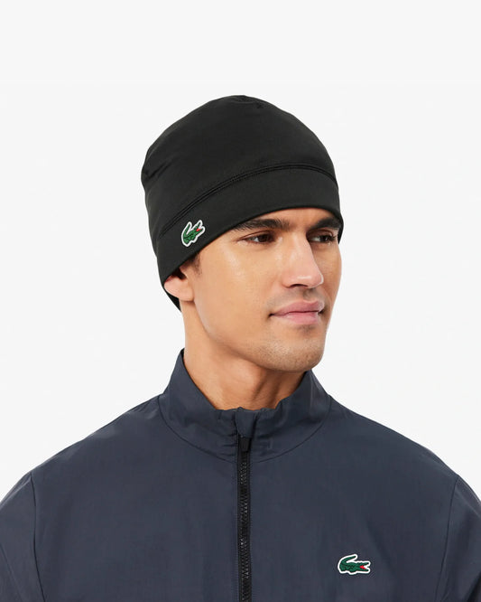 Lacoste Lacoste Reflective Crocodile Fleece Lined Sport Beanie - Black Beanie