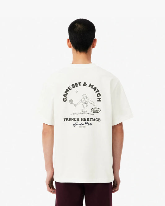 Lacoste Lacoste Tennis Heritage Graphic Embroidery Accent T-shirt - Flour T-Shirt
