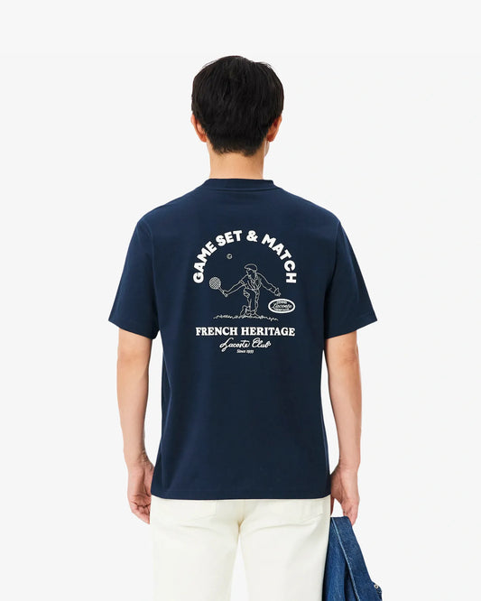 Lacoste Lacoste Tennis Heritage Graphic Embroidery Accent T-shirt - Navy Blue T-Shirt