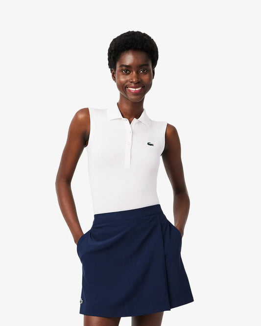 Lacoste Lacoste Womens Core Sleeveless Technical Polo - White Polo Shirt