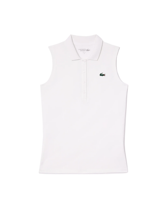 Lacoste Lacoste Womens Core Sleeveless Technical Polo - White Polo Shirt