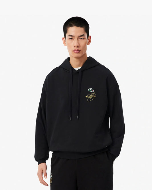 Lacoste Lacoste x Novak Djokovic Capsule Embroidered Autograph Fan Hoodie - Black Hoodie